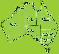 map of Australia with state abbreviations